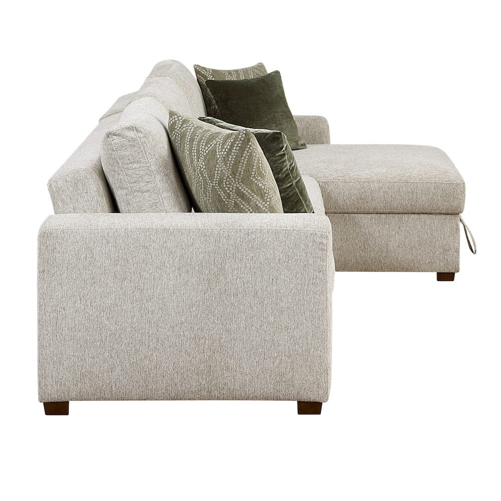 Homelegance  - Isla 2-Piece Sectional W/ Reversible Chaise, Pull-out Bed and Hidden Storage, Click Motion Back in Sage Sand - 8548x3VC2ACLA  view 9