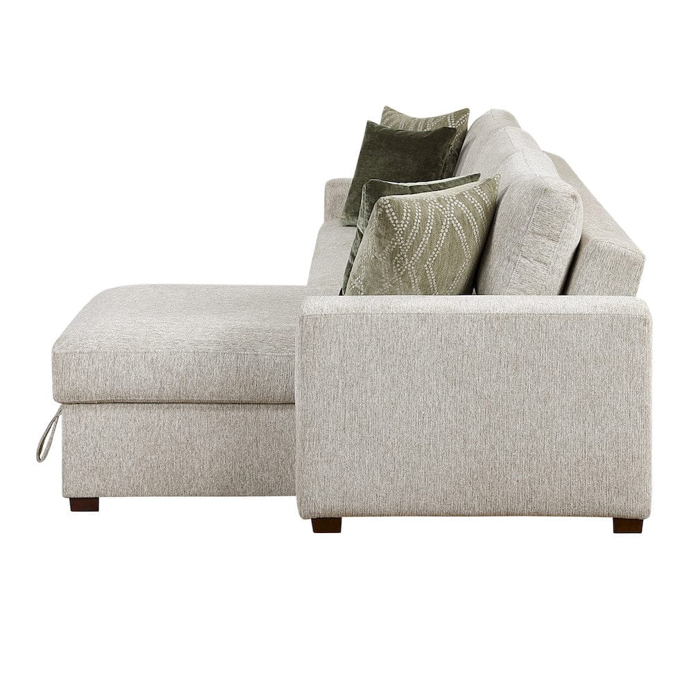 Homelegance  - Isla 2-Piece Sectional W/ Reversible Chaise, Pull-out Bed and Hidden Storage, Click Motion Back in Sage Sand - 8548x3VC2ACLA  view 10