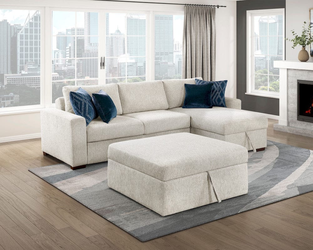 Homelegance  - Isla 3-Piece Sectional W/ Convertible and Reversible Chaise, Hidden Storage, Click Motion Back and Ottoman in Beige - 8548BEx4VC2AAOT  view 6