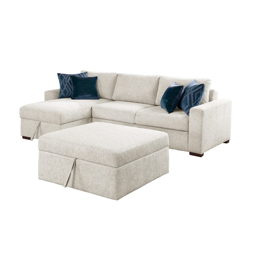 Homelegance  - Isla 3-Piece Sectional W/ Convertible and Reversible Chaise, Hidden Storage, Click Motion Back and Ottoman in Beige - 8548BEx4VC2AAOT  view 9