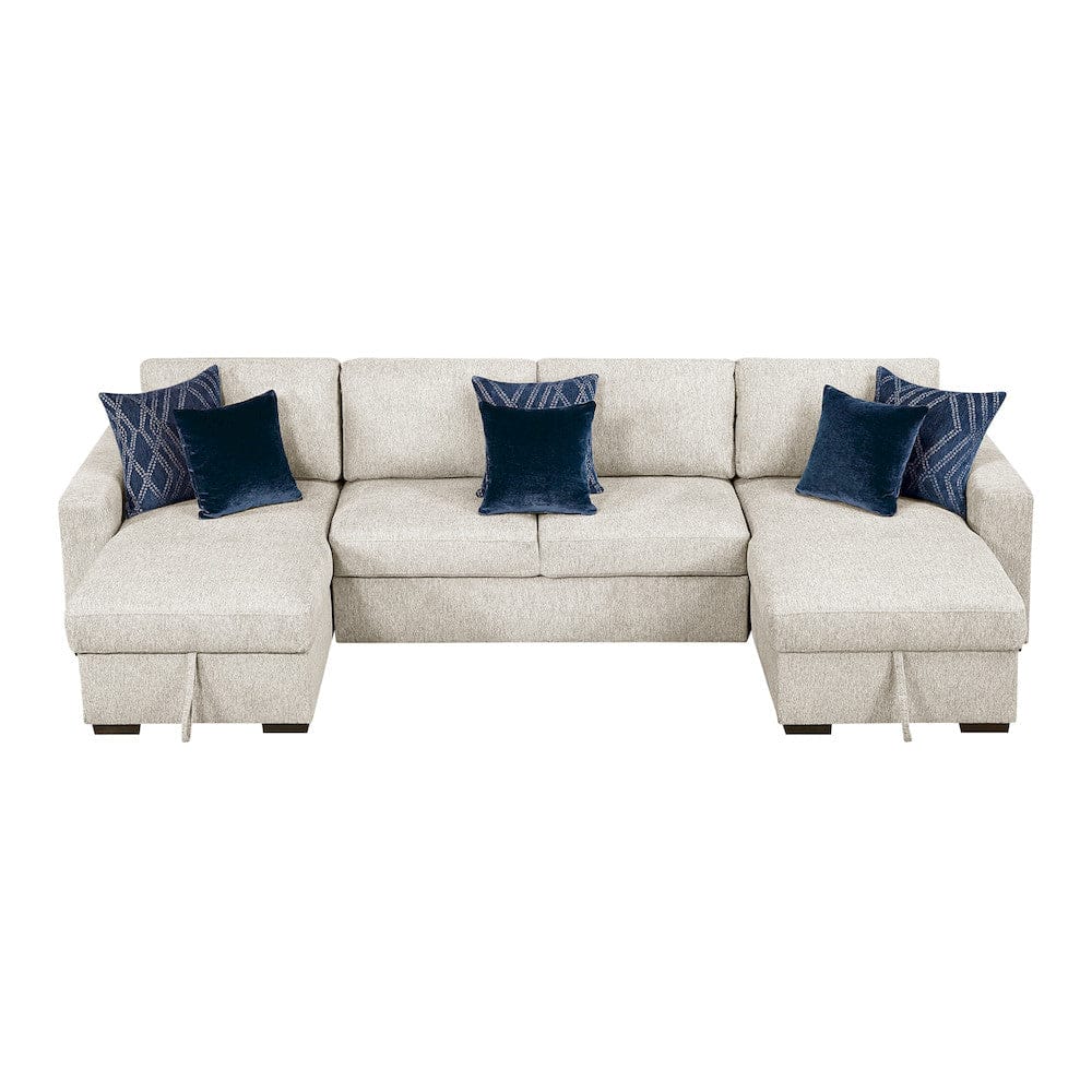 Homelegance  - Isla 3-Piece Sectional W/ Convertible and Reversible Chaise, Hidden Storage, Click Motion Back in Beige - 8548BEx42VC2AA  view 2