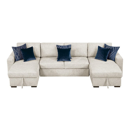 Homelegance  - Isla 3-Piece Sectional W/ Convertible and Reversible Chaise, Hidden Storage, Click Motion Back in Beige - 8548BEx42VC2AA  view 2