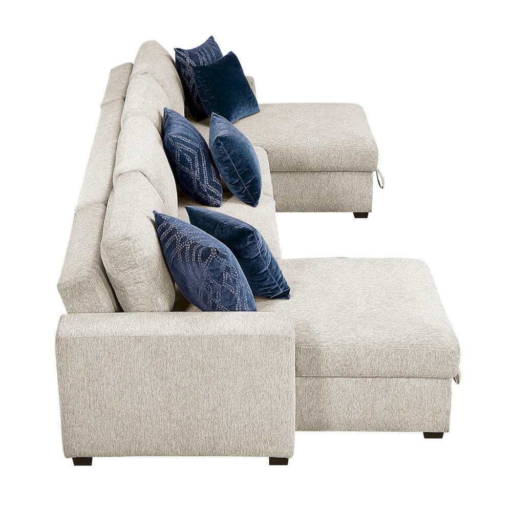 Homelegance  - Isla 3-Piece Sectional W/ Convertible and Reversible Chaise, Hidden Storage, Click Motion Back in Beige - 8548BEx42VC2AA  view 7