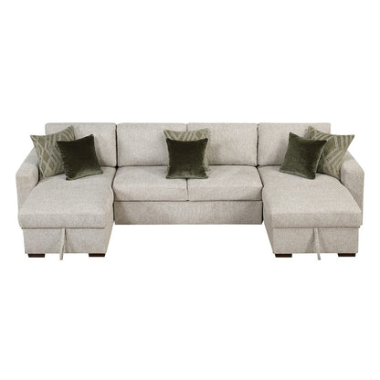 Homelegance  - Isla 3-Piece Sectional W/ Convertible and Reversible Chaise, Hidden Storage, Click Motion Back in Sage Sand - 8548x42VC2AA  view 4