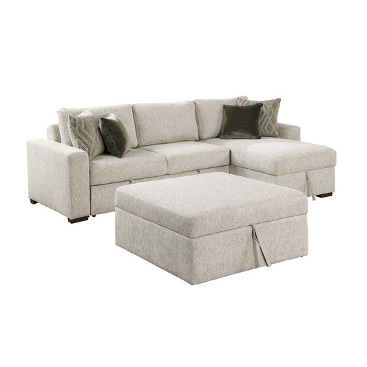 Homelegance  - Isla 3-Piece Sectional W/ Reversible Chaise, Pull-out Bed, Hidden Storage and Ottoman, Click Motion Back in Sage Sand - 8548x4VC2ACLAOT  view 1