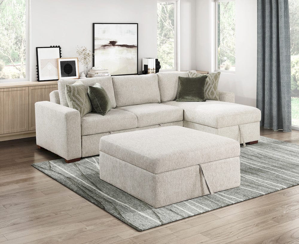Homelegance  - Isla 3-Piece Sectional W/ Reversible Chaise, Pull-out Bed, Hidden Storage and Ottoman, Click Motion Back in Sage Sand - 8548x4VC2ACLAOT  view 12