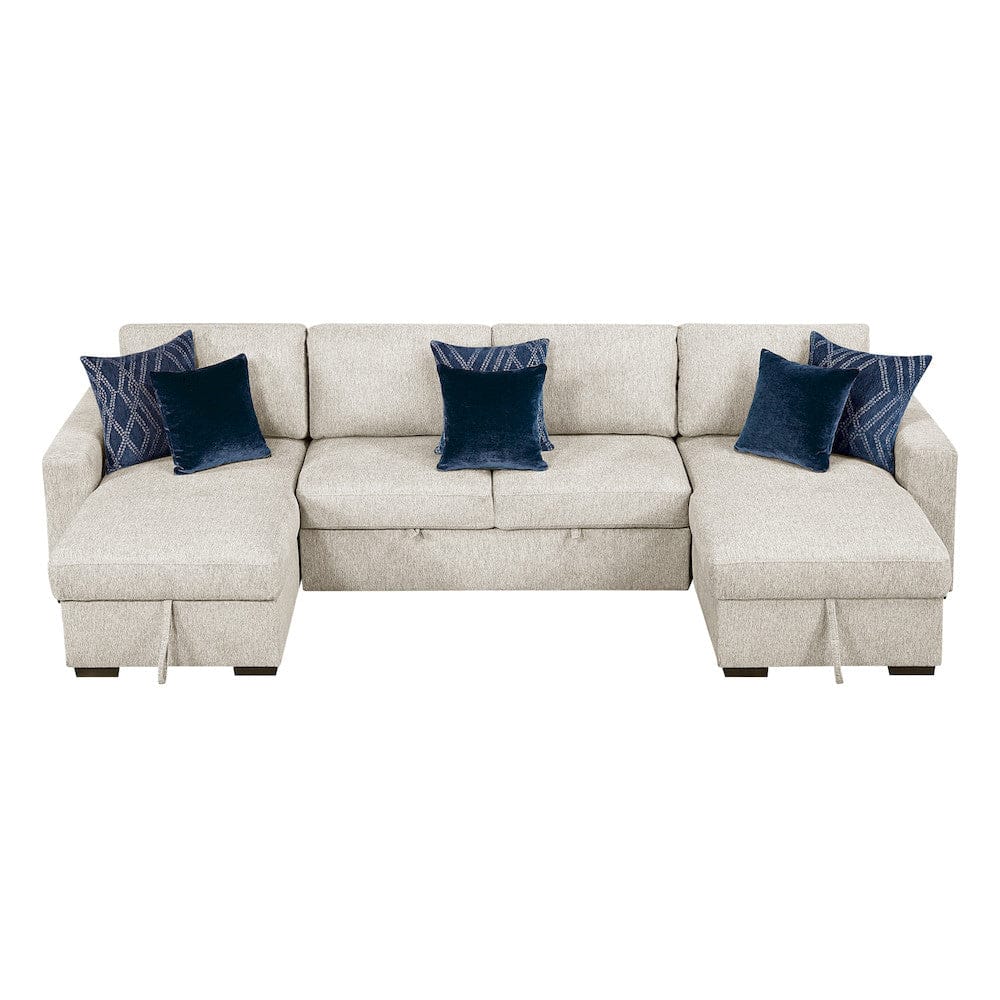 Homelegance  - Isla 3-Piece Sectional W/ Reversible Chaises, Pull-out Bed and Hidden Storage, Click Motion Back in Beige - 8548BEx42VC2ACLA  view 8