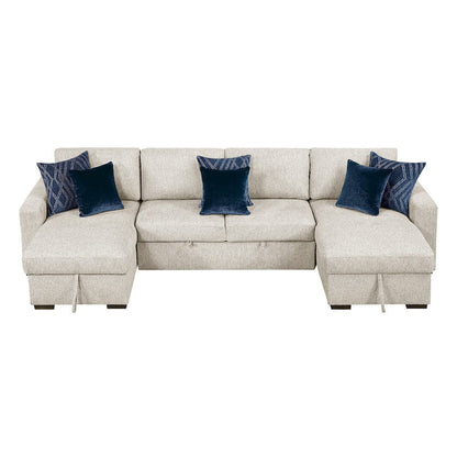 Homelegance  - Isla 3-Piece Sectional W/ Reversible Chaises, Pull-out Bed and Hidden Storage, Click Motion Back in Beige - 8548BEx42VC2ACLA  view 8
