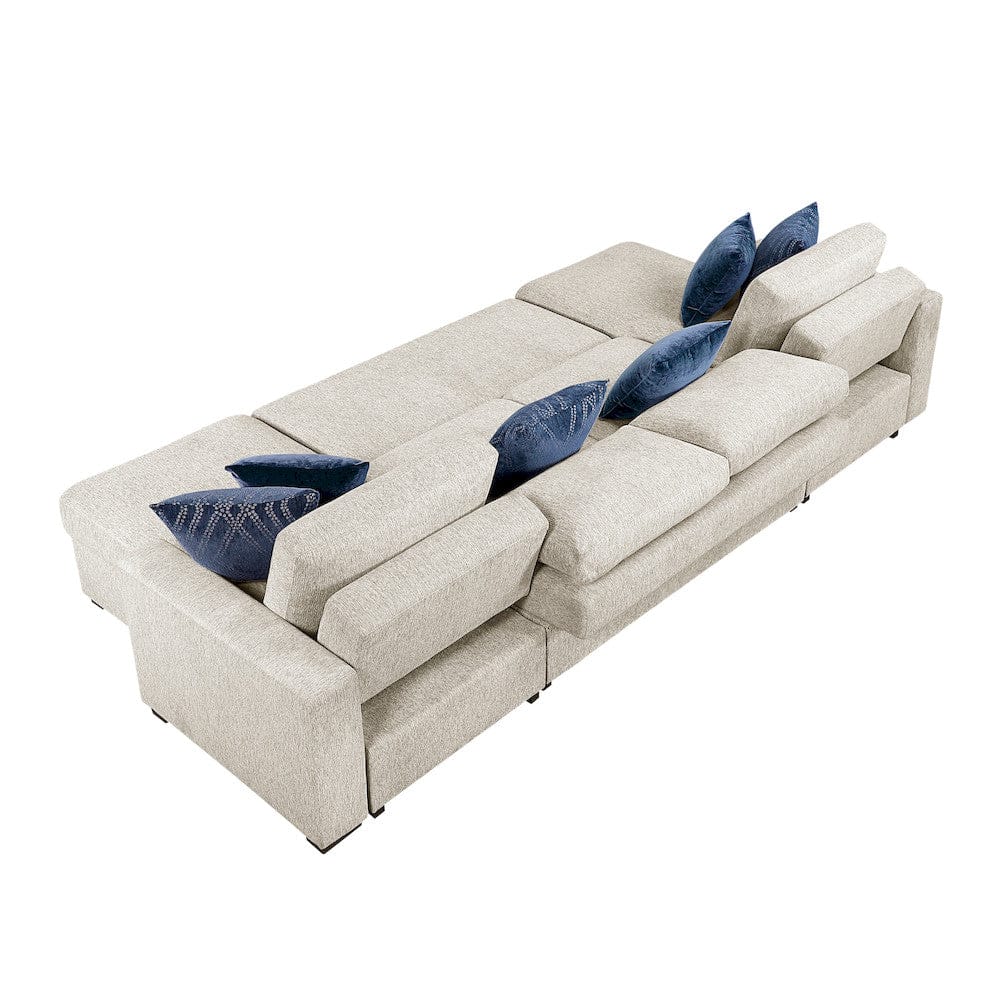 Homelegance  - Isla 3-Piece Sectional W/ Reversible Chaises, Pull-out Bed and Hidden Storage, Click Motion Back in Beige - 8548BEx42VC2ACLA  view 11