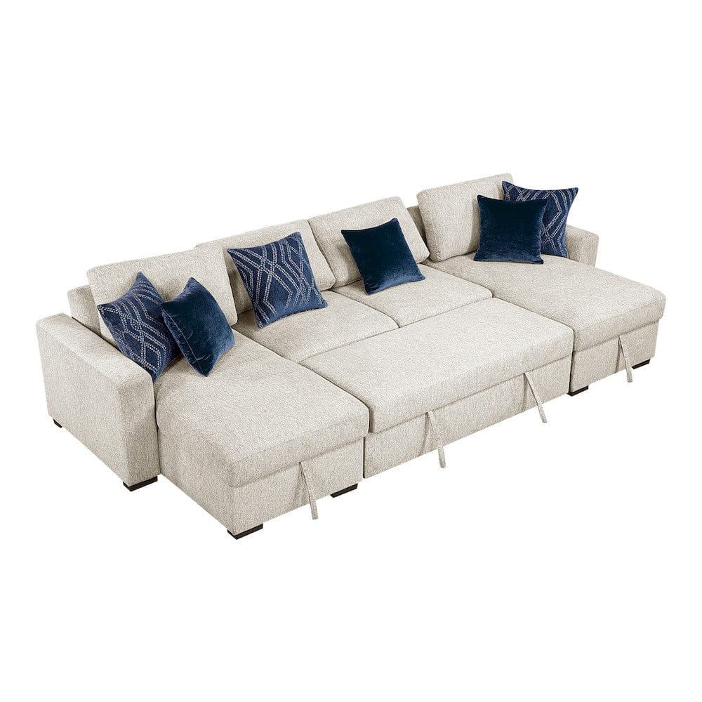 Homelegance  - Isla 3-Piece Sectional W/ Reversible Chaises, Pull-out Bed and Hidden Storage, Click Motion Back in Beige - 8548BEx42VC2ACLA  view 12