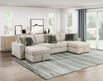 Homelegance  - Isla 3-Piece Sectional W/ Reversible Chaises, Pull-out Bed and Hidden Storage, Click Motion Back in Sage Sand - 8548x42VC2ACLA  view 2