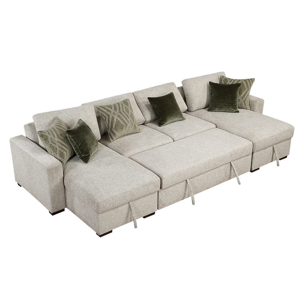 Homelegance  - Isla 3-Piece Sectional W/ Reversible Chaises, Pull-out Bed and Hidden Storage, Click Motion Back in Sage Sand - 8548x42VC2ACLA  view 3