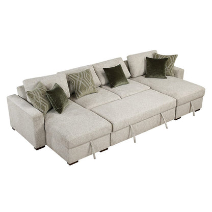 Homelegance  - Isla 3-Piece Sectional W/ Reversible Chaises, Pull-out Bed and Hidden Storage, Click Motion Back in Sage Sand - 8548x42VC2ACLA  view 3