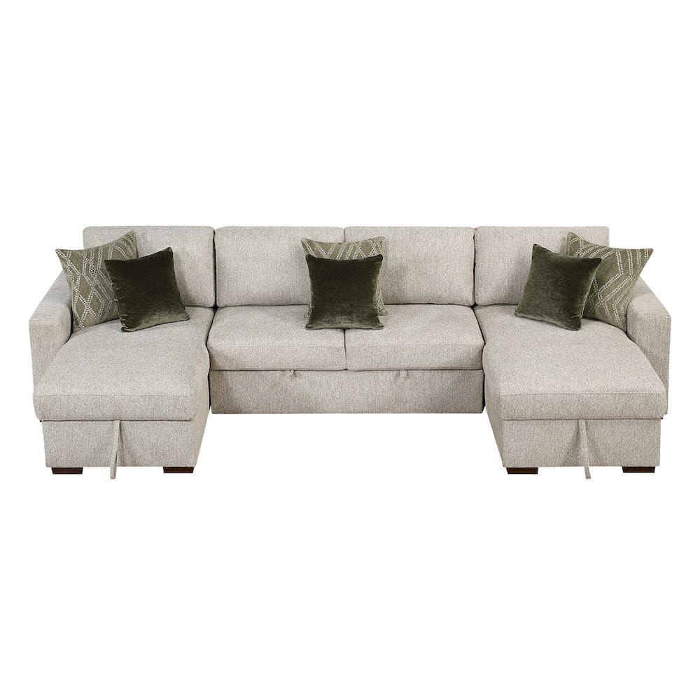 Homelegance  - Isla 3-Piece Sectional W/ Reversible Chaises, Pull-out Bed and Hidden Storage, Click Motion Back in Sage Sand - 8548x42VC2ACLA  view 9