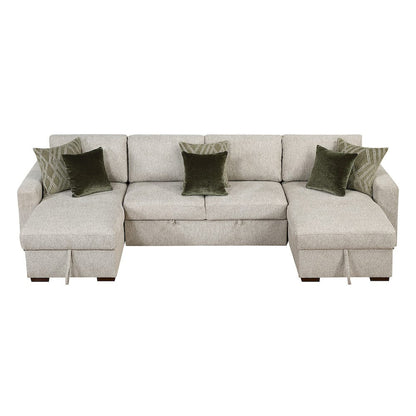 Homelegance  - Isla 3-Piece Sectional W/ Reversible Chaises, Pull-out Bed and Hidden Storage, Click Motion Back in Sage Sand - 8548x42VC2ACLA  view 9