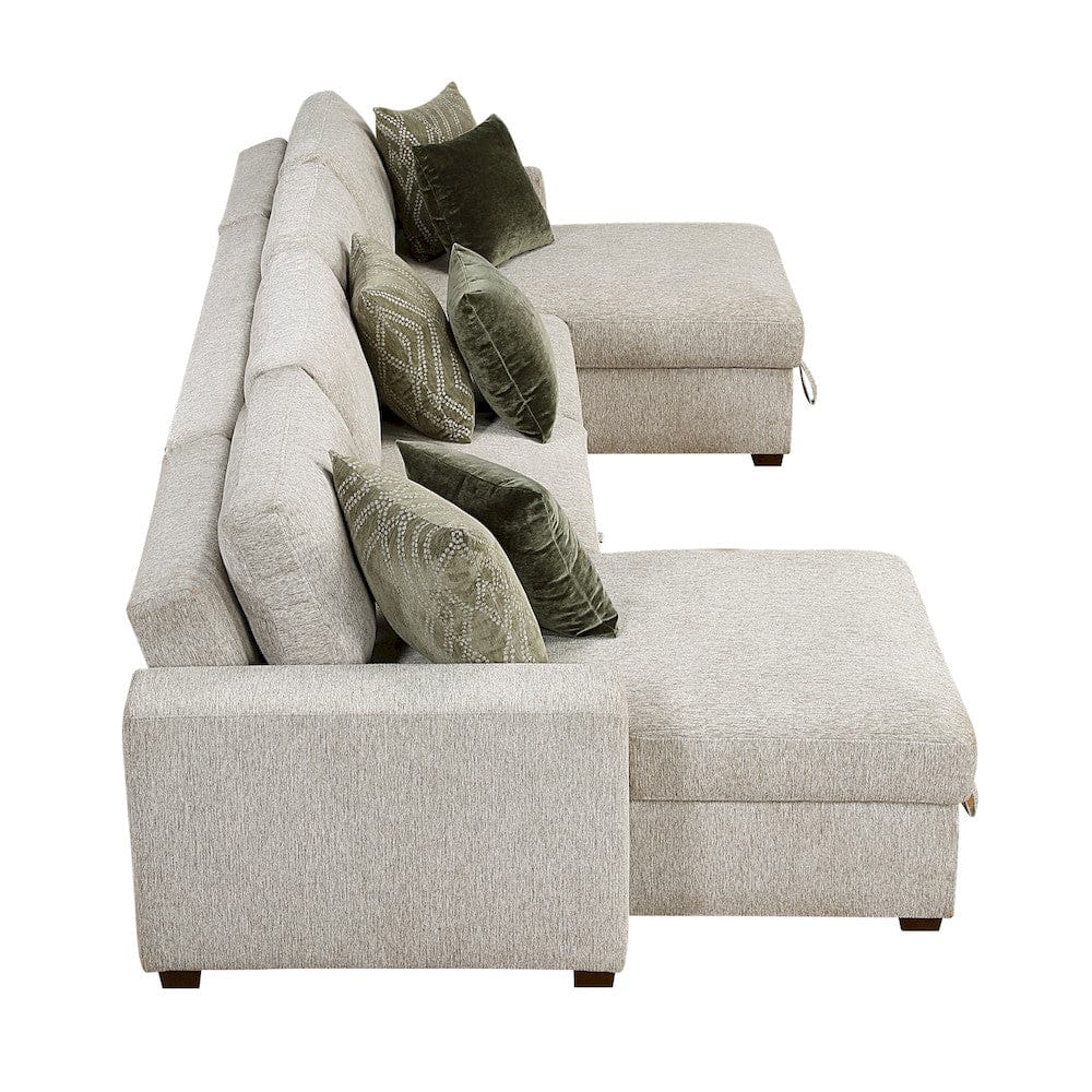 Homelegance  - Isla 3-Piece Sectional W/ Reversible Chaises, Pull-out Bed and Hidden Storage, Click Motion Back in Sage Sand - 8548x42VC2ACLA  view 10