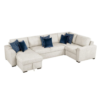 Homelegance  - Isla 4-Piece Sectional W/ Convertible and Reversible Chaise, Hidden Storage, Click Motion Back in Beige - 8548BEx5VC2ACRACA  view 1