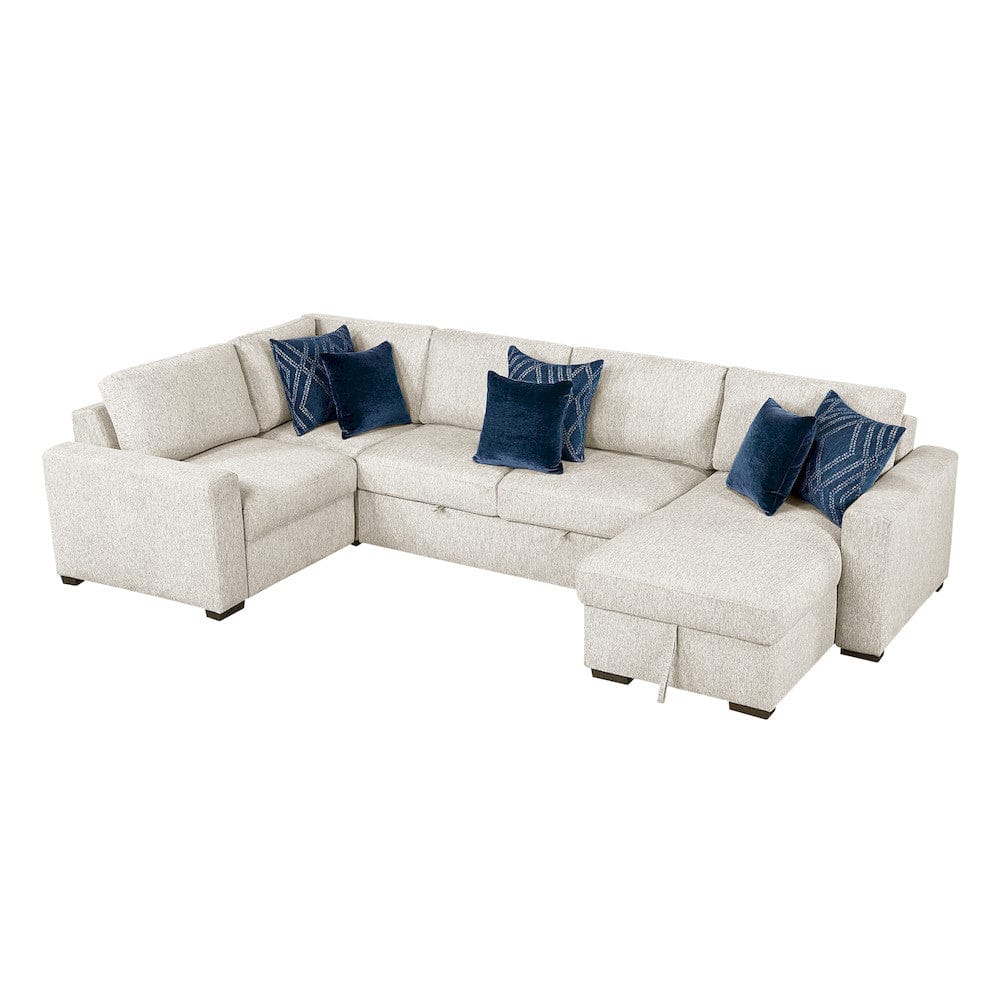 Homelegance  - Isla 4-Piece Sectional W/ Reversible Chaise, Pull-out Bed and Hidden Storage in Beige - 8548BEx5VC2ACLCRACA  view 1