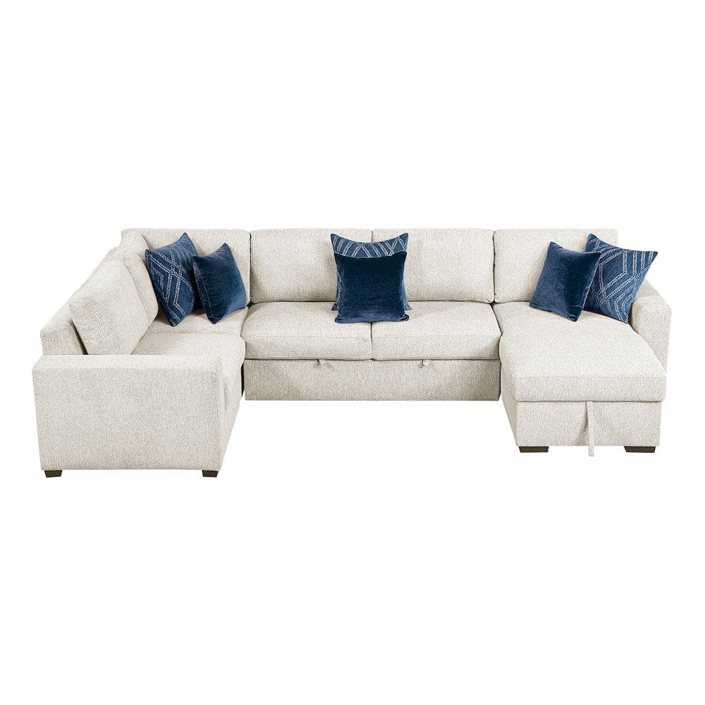 Homelegance  - Isla 4-Piece Sectional W/ Reversible Chaise, Pull-out Bed and Hidden Storage in Beige - 8548BEx5VC2ACLCRACA  view 11