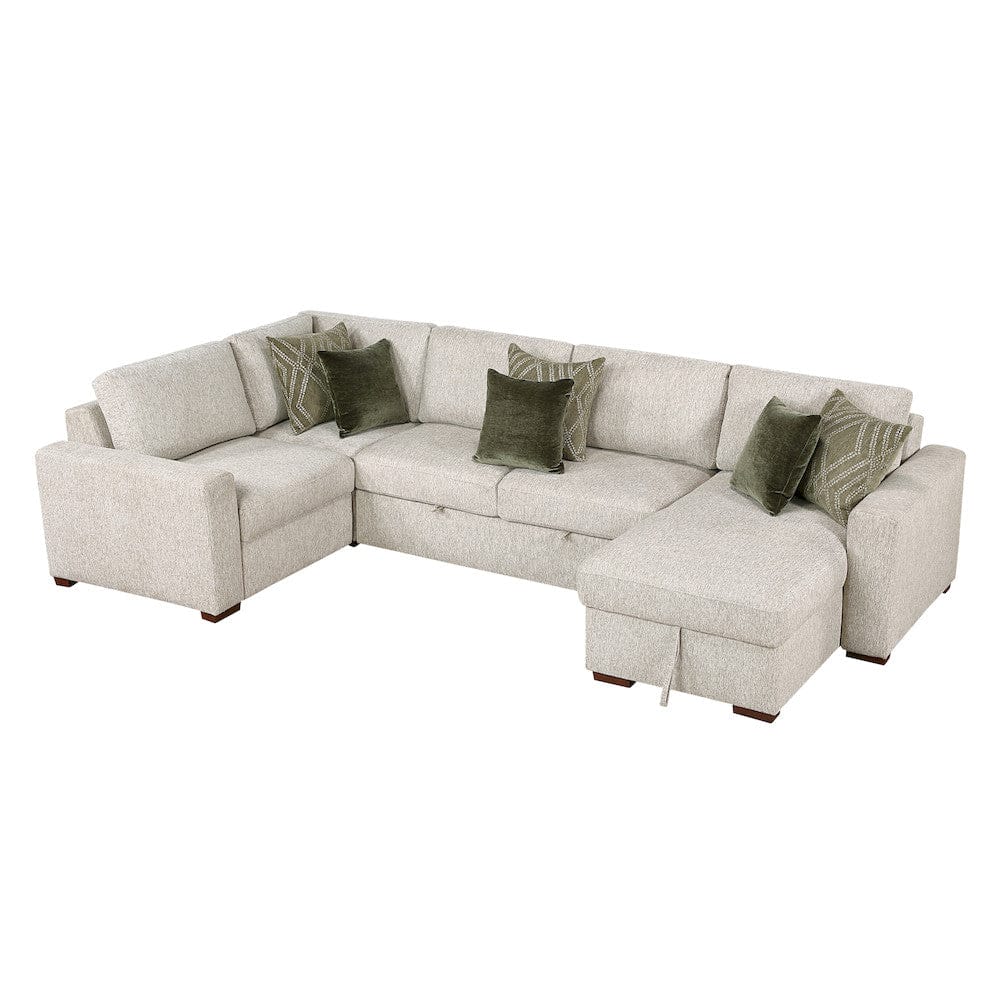 Homelegance  - Isla 4-Piece Sectional W/ Reversible Chaise, Pull-out Bed and Hidden Storage in Sage Sand - 8548x5VC2ACLCRACA  view 1