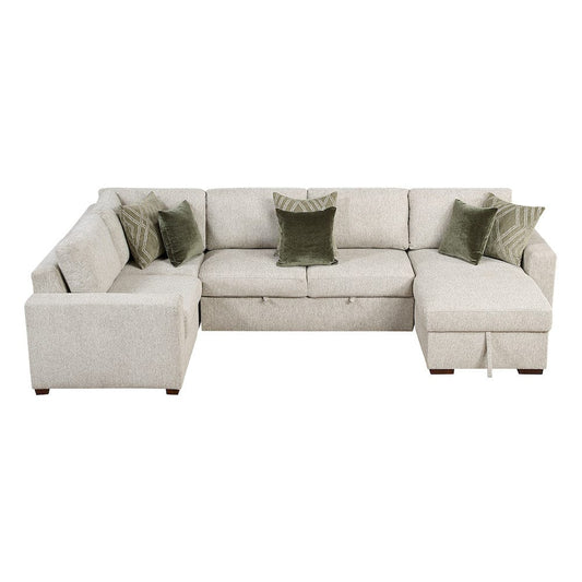 Homelegance  - Isla 4-Piece Sectional W/ Reversible Chaise, Pull-out Bed and Hidden Storage in Sage Sand - 8548x5VC2ACLCRACA  view 2