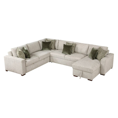 Homelegance  - Isla 4-Piece Sectional W/ Reversible Chaise, Pull-out Bed and Hidden Storage in Sage Sand - 8548x5VC2ACR2ACLA  view 1