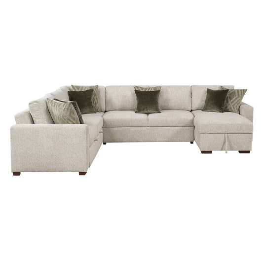 Homelegance  - Isla 4-Piece Sectional W/ Reversible Chaise, Pull-out Bed and Hidden Storage in Sage Sand - 8548x5VC2ACR2ACLA  view 2
