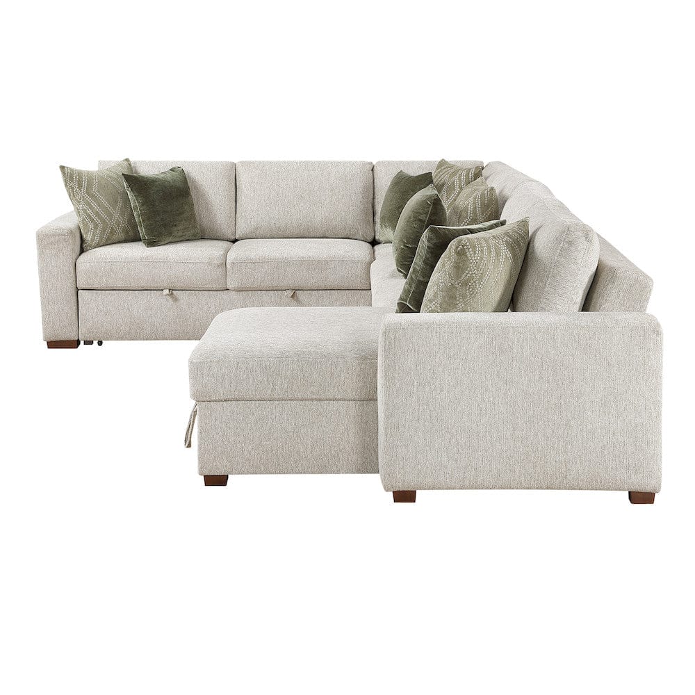 Homelegance  - Isla 4-Piece Sectional W/ Reversible Chaise, Pull-out Bed and Hidden Storage in Sage Sand - 8548x5VC2ACR2ACLA  view 3