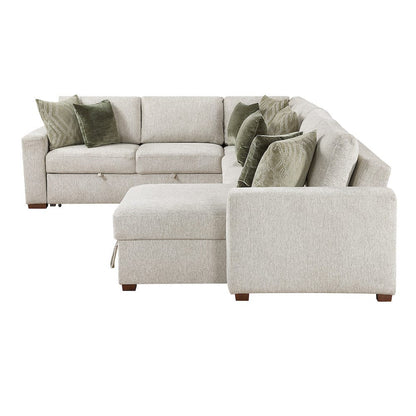 Homelegance  - Isla 4-Piece Sectional W/ Reversible Chaise, Pull-out Bed and Hidden Storage in Sage Sand - 8548x5VC2ACR2ACLA  view 3