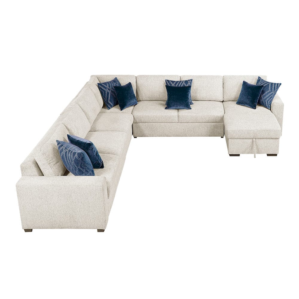 Homelegance  - Isla 5-Piece Sectional W/ Convertible and Reversible Chaise, Hidden Storage, Click Motion Back in Beige - 8548BEx6VCCR22AACA  view 1