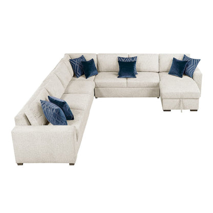 Homelegance  - Isla 5-Piece Sectional W/ Convertible and Reversible Chaise, Hidden Storage, Click Motion Back in Beige - 8548BEx6VCCR22AACA  view 1