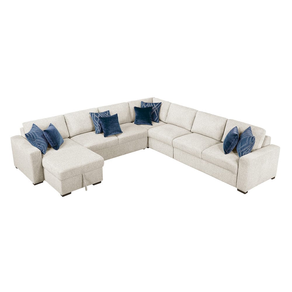 Homelegance  - Isla 5-Piece Sectional W/ Convertible and Reversible Chaise, Hidden Storage, Click Motion Back in Beige - 8548BEx6VCCR22AACA  view 4