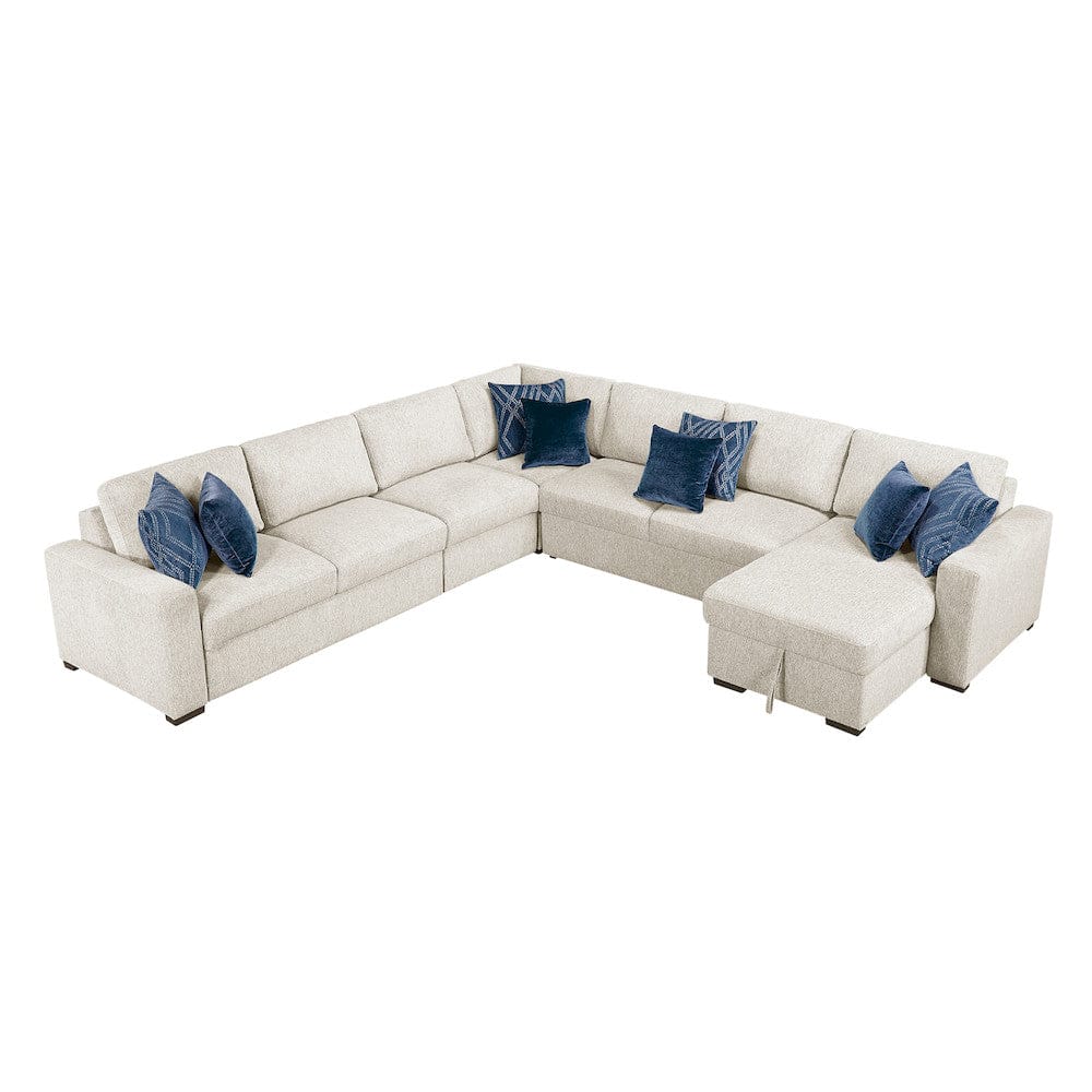 Homelegance  - Isla 5-Piece Sectional W/ Convertible and Reversible Chaise, Hidden Storage, Click Motion Back in Beige - 8548BEx6VCCR22AACA  view 11