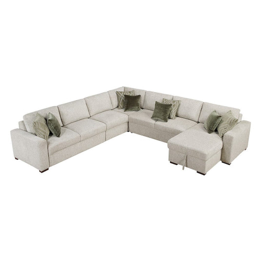Homelegance  - Isla 5-Piece Sectional W/ Convertible and Reversible Chaise, Hidden Storage, Click Motion Back in Sage Sand - 8548x6VCCR22AACA  view 1
