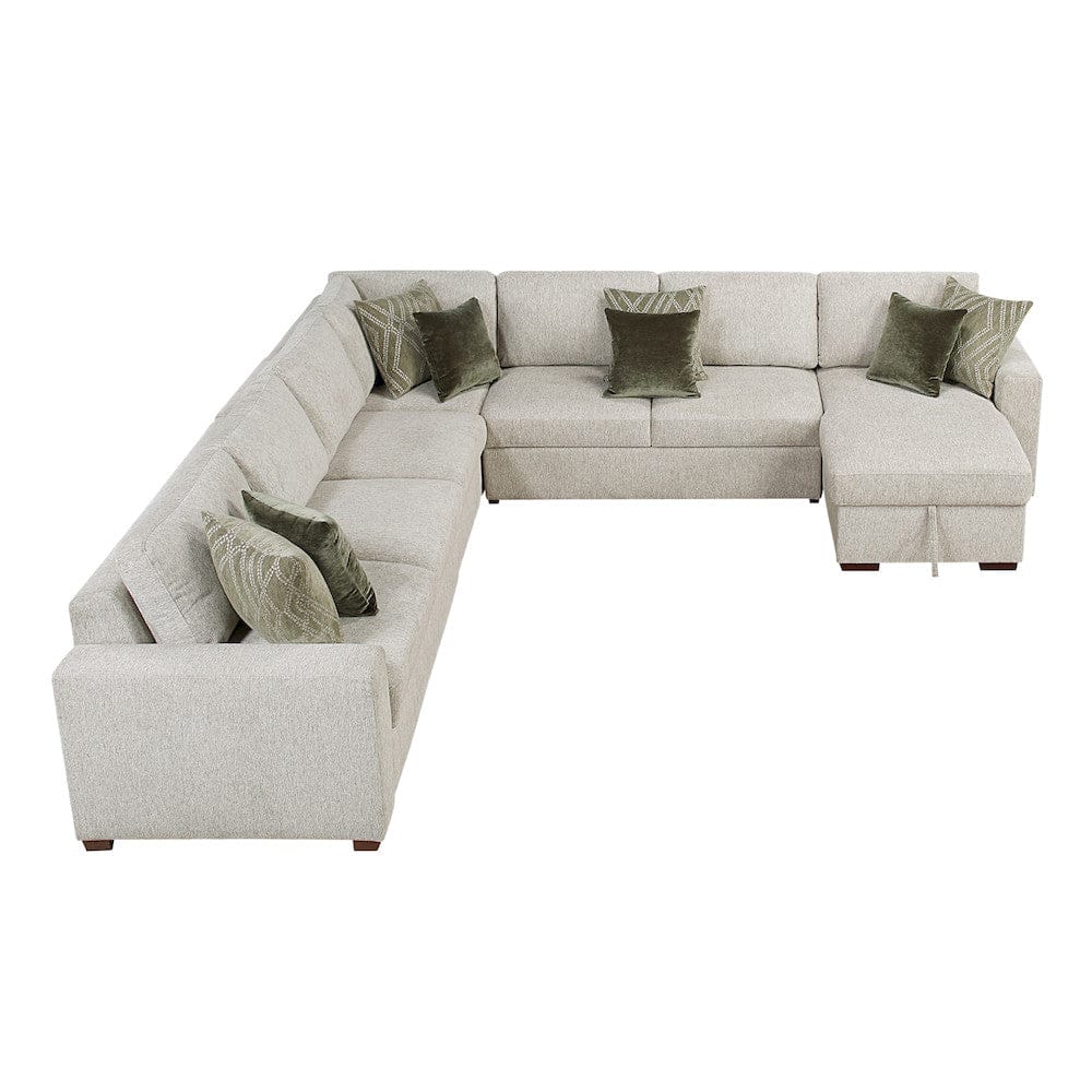 Homelegance  - Isla 5-Piece Sectional W/ Convertible and Reversible Chaise, Hidden Storage, Click Motion Back in Sage Sand - 8548x6VCCR22AACA  view 2