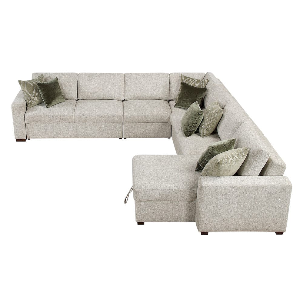 Homelegance  - Isla 5-Piece Sectional W/ Convertible and Reversible Chaise, Hidden Storage, Click Motion Back in Sage Sand - 8548x6VCCR22AACA  view 3