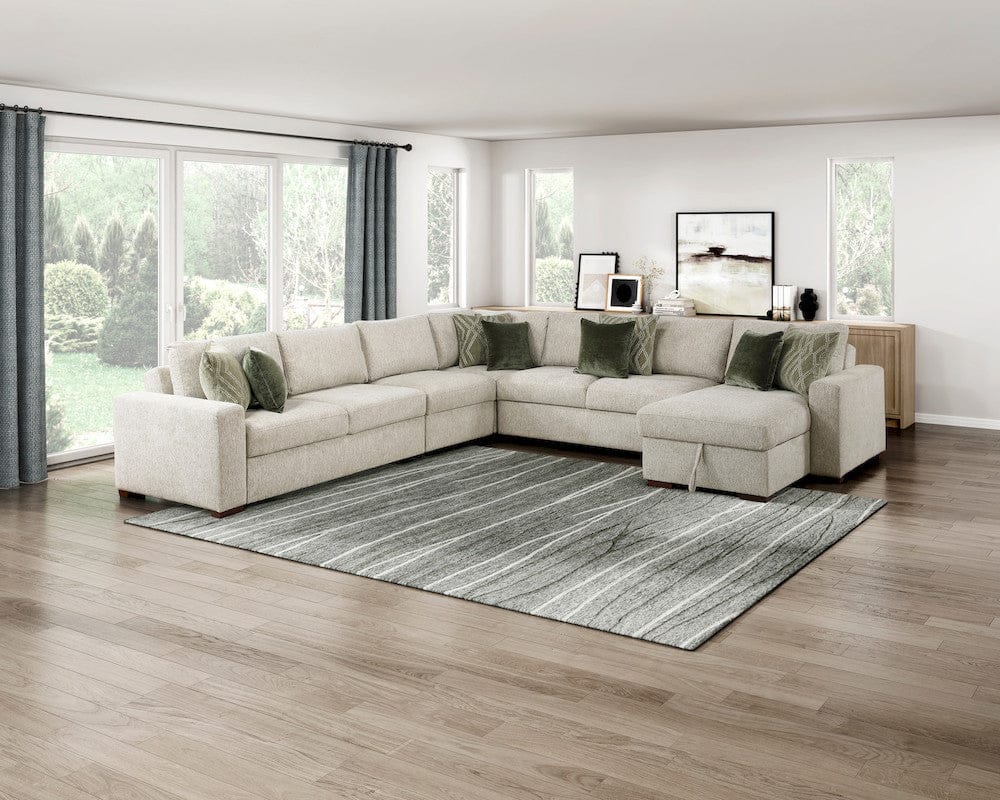 Homelegance  - Isla 5-Piece Sectional W/ Convertible and Reversible Chaise, Hidden Storage, Click Motion Back in Sage Sand - 8548x6VCCR22AACA  view 4