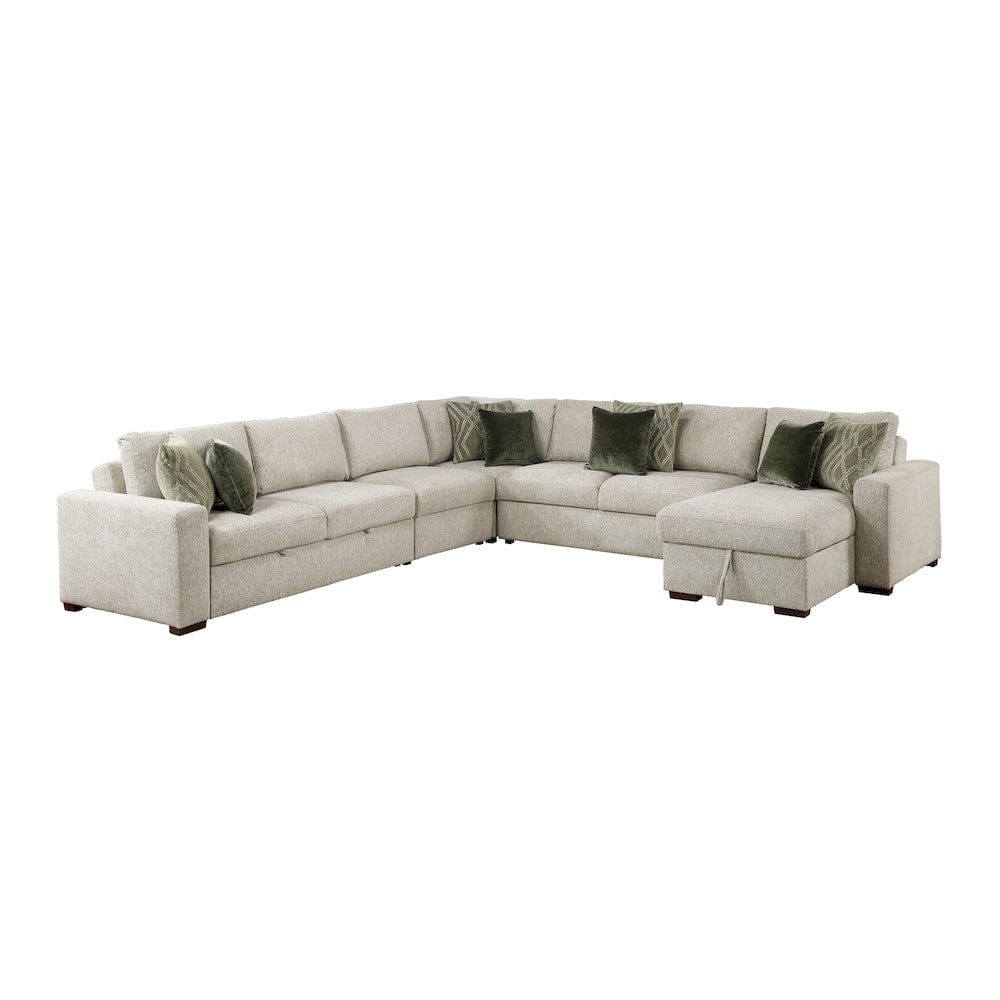 Homelegance  - Isla 5-Piece Sectional W/ Reversible Chaise and Pull-out Bed in Sage Sand - 8548x6VC2ACR2ACLACA  view 1