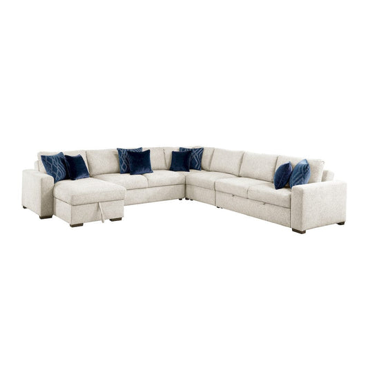 Homelegance  - Isla 5-Piece Sectional W/ Reversible Chaise, Pull-out Bed and Hidden Storage in Beige - 8548BEx6VC2ACR2ACLACA  view 1