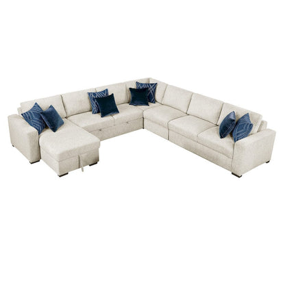 Homelegance  - Isla 5-Piece Sectional W/ Reversible Chaise, Pull-out Bed and Hidden Storage in Beige - 8548BEx6VC2ACR2ACLACA  view 9