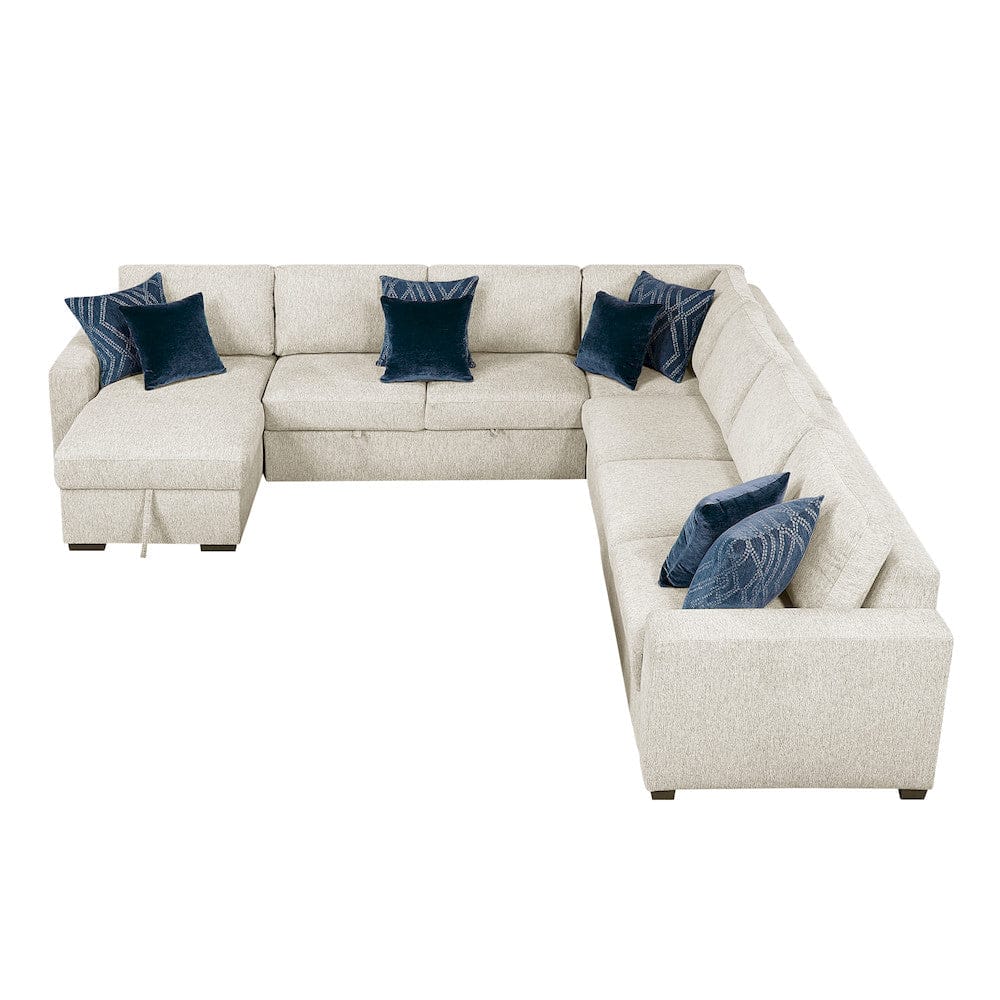 Homelegance  - Isla 5-Piece Sectional W/ Reversible Chaise, Pull-out Bed and Hidden Storage in Beige - 8548BEx6VC2ACR2ACLACA  view 11
