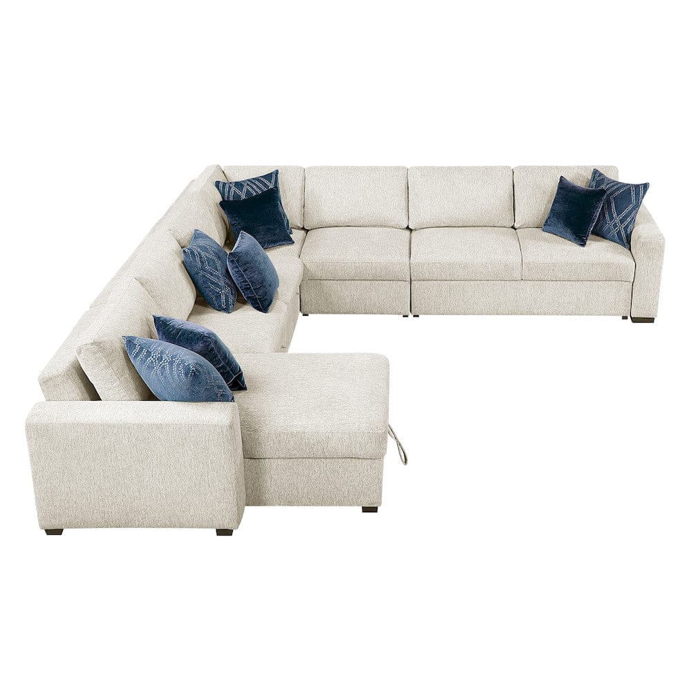 Homelegance  - Isla 5-Piece Sectional W/ Reversible Chaise, Pull-out Bed and Hidden Storage in Beige - 8548BEx6VC2ACR2ACLACA  view 12