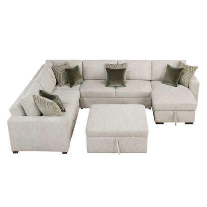 Homelegance  - Isla 5-Piece Sectional W/ Reversible Chaise, Pull-out Bed and Ottoman in Sage Sand - 8548x6VC2ACR2ACLAOT  view 3