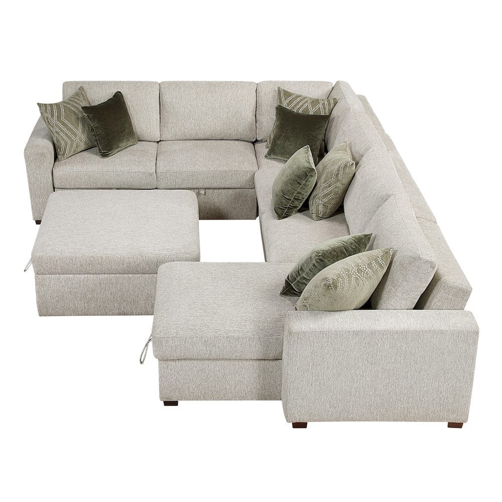 Homelegance  - Isla 5-Piece Sectional W/ Reversible Chaise, Pull-out Bed and Ottoman in Sage Sand - 8548x6VC2ACR2ACLAOT  view 4
