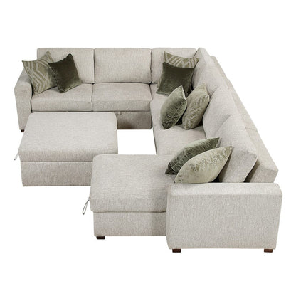 Homelegance  - Isla 5-Piece Sectional W/ Reversible Chaise, Pull-out Bed and Ottoman in Sage Sand - 8548x6VC2ACR2ACLAOT  view 4