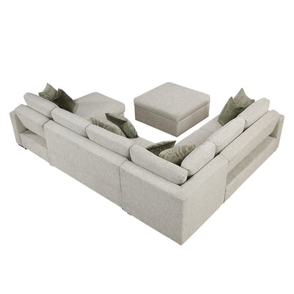 Homelegance  - Isla 5-Piece Sectional W/ Reversible Chaise, Pull-out Bed and Ottoman in Sage Sand - 8548x6VC2ACR2ACLAOT  view 5