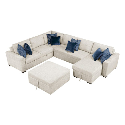 Homelegance  - Isla 5-Piece Sectional W/ Reversible Chaise, Pull-out Bed, Hidden Storage and Ottoman in Beige - 8548BEx6VC2ACR2ACLAOT  view 1