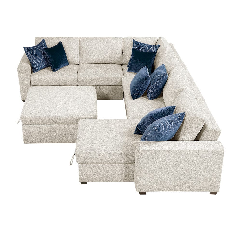 Homelegance  - Isla 5-Piece Sectional W/ Reversible Chaise, Pull-out Bed, Hidden Storage and Ottoman in Beige - 8548BEx6VC2ACR2ACLAOT  view 3