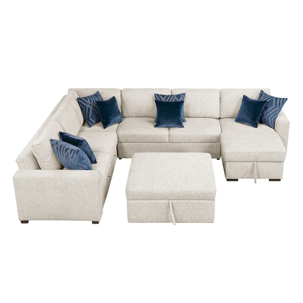 Homelegance  - Isla 5-Piece Sectional W/ Reversible Chaise, Pull-out Bed, Hidden Storage and Ottoman in Beige - 8548BEx6VC2ACR2ACLAOT  view 5