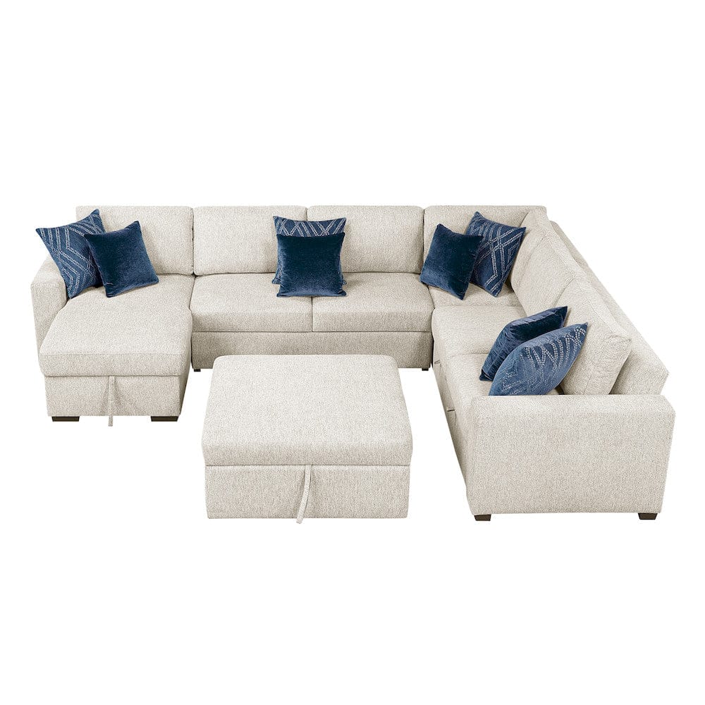 Homelegance  - Isla 5-Piece Sectional W/ Reversible Chaise, Pull-out Bed, Hidden Storage and Ottoman in Beige - 8548BEx6VC2ACR2ACLAOT  view 6